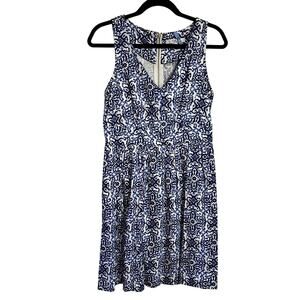 Milly Design Nation Dress Batik Blue White Fit & Flare Dress Size 8